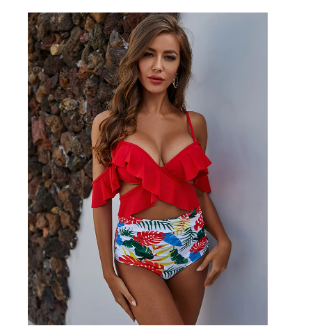 New Sexy Ruffled High Waist Bikini Beachwear - Michelasone